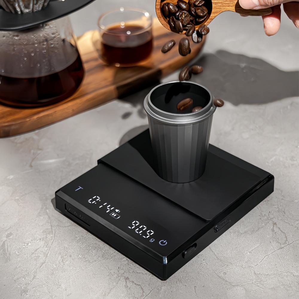 Electronic Coffee Scale Smart Powder-water Ratio Timing USB Silicone Pad High Precision Good Quality Professional Coffee Tools