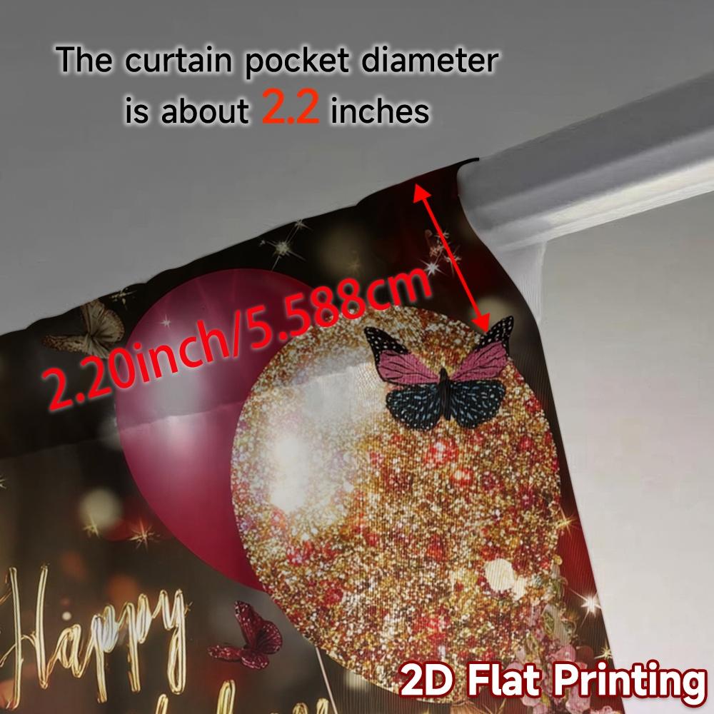 2pcs, 2D FLAT PRINTING Curtains (Without Rod) Birthday Bliss(2) Modern Curtains Roller Blinds Semi-Sheer Curtains Outdoor