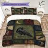 Crow Pattern Bedding uilt Set uilt Cover Pillowcase Home Decoration Birthday Gift (1 * duvet cover + 2 * pillowcase  without core)47