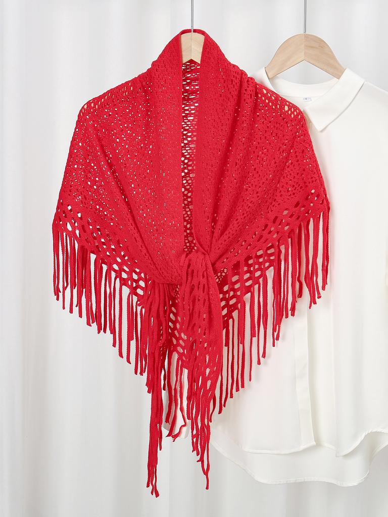 Hot Sale Knitted Cotton Tassels Shawls Scarf Woman Soft High Quality Wraps Ladies Travel Beach Cape Femme Hollow Fashion Scarves