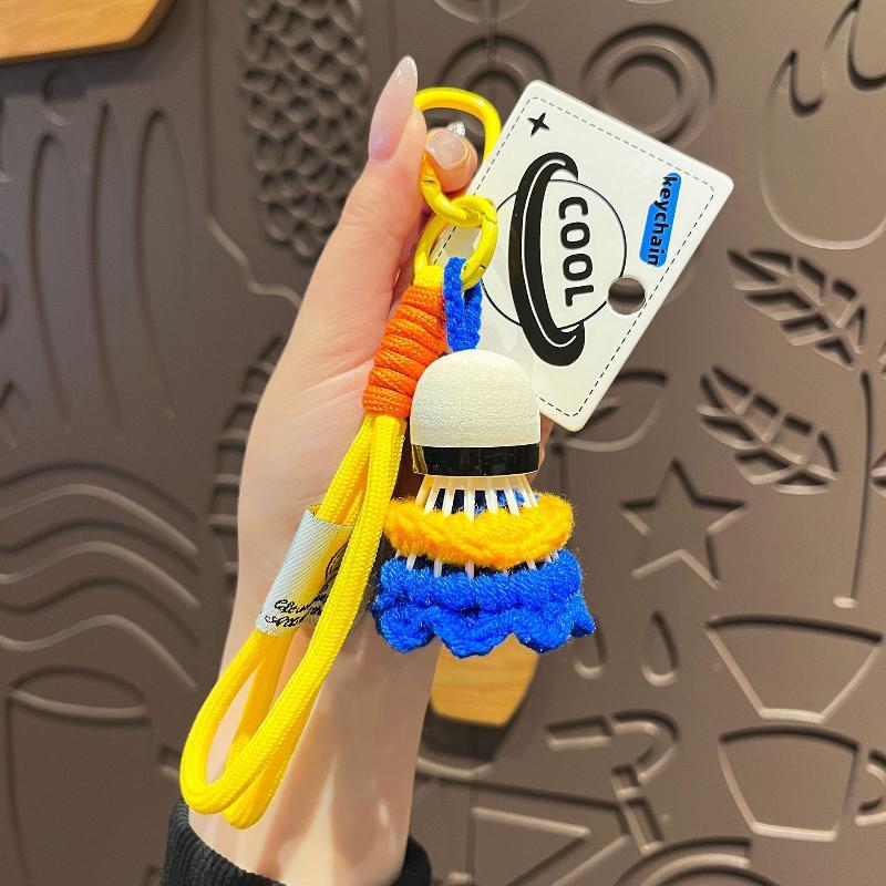 Badminton Shuttlecock Keychain Handmade Colorful Soft Lanyard Decor Lightweight Backpack Hanger for Sports Fans Creative Gift