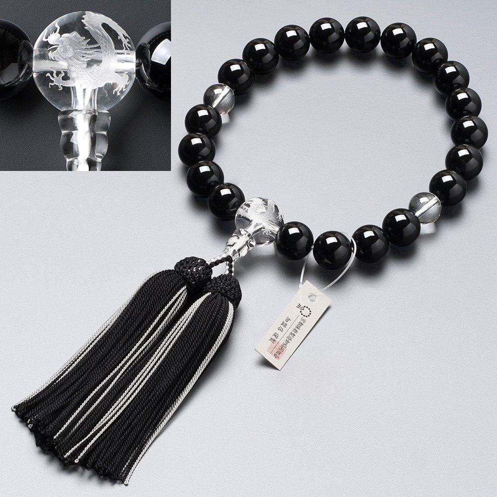 Altar Shop Takita Kyoto Prayer Beads for Black Dragon Carved 20 Pure Silk Head Bead Bag Can Be Used by All Certificate Included [Buddhist Shoten] Men,
