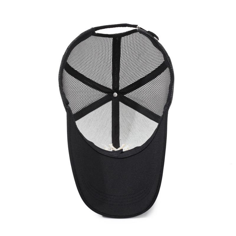 Summer New Mesh Hardtop Embroidered Hat Unisex Korean Version Extended Brim Sunshade Sunscreen Trendy Baseball Cap