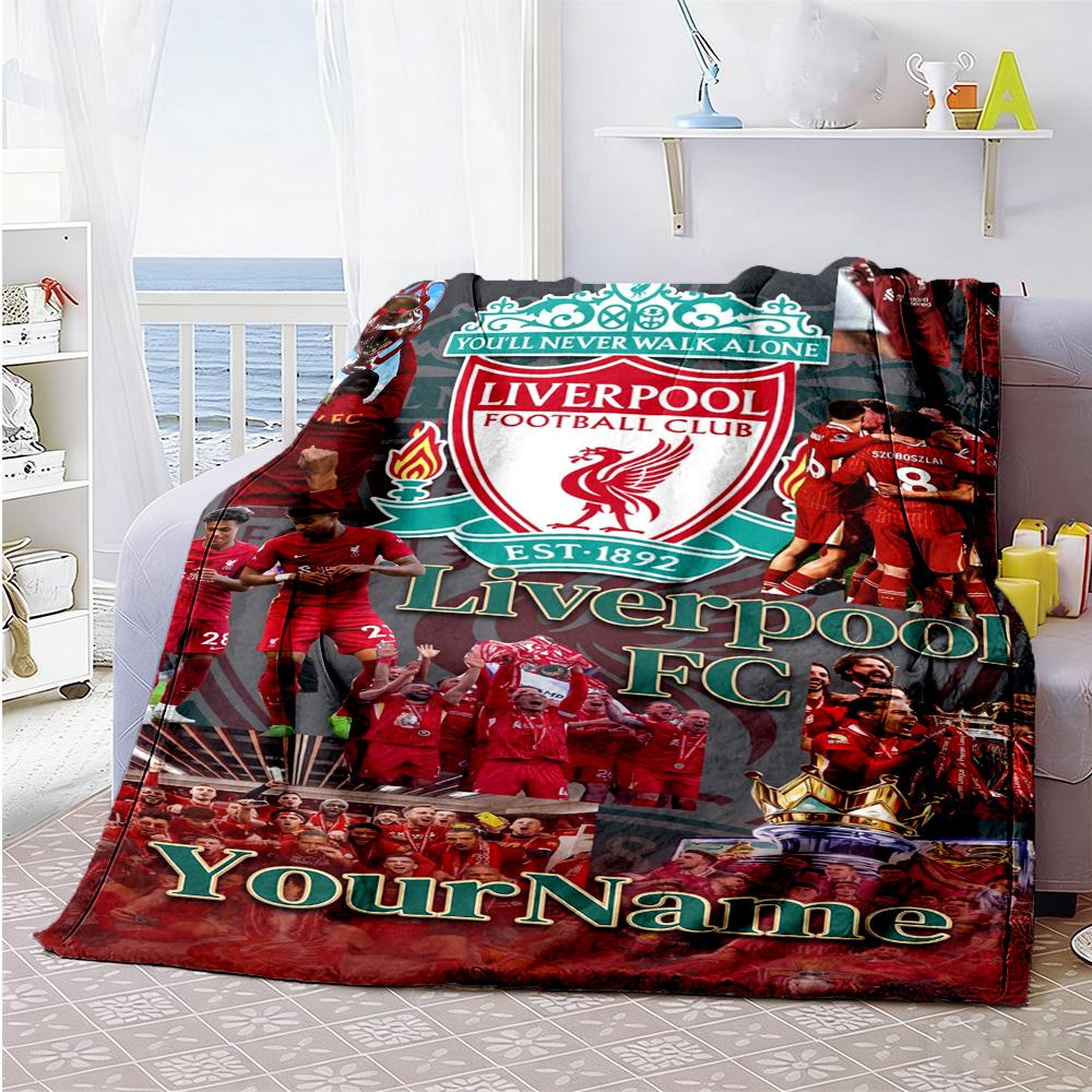 Liverpool Personalizovaná deka se jménem Dárková deka s možností přizpůsobení Měkká teplá útulná Vhodná do kanceláře postele pikniků obývacího pokoje pro všechna čtyři roční období víceúčelová