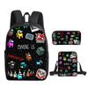Amongus Space Werewolf School Bag 3PCS Game Merchandise Elementary And Middle School Students Backpack Pencil Bag Satchel