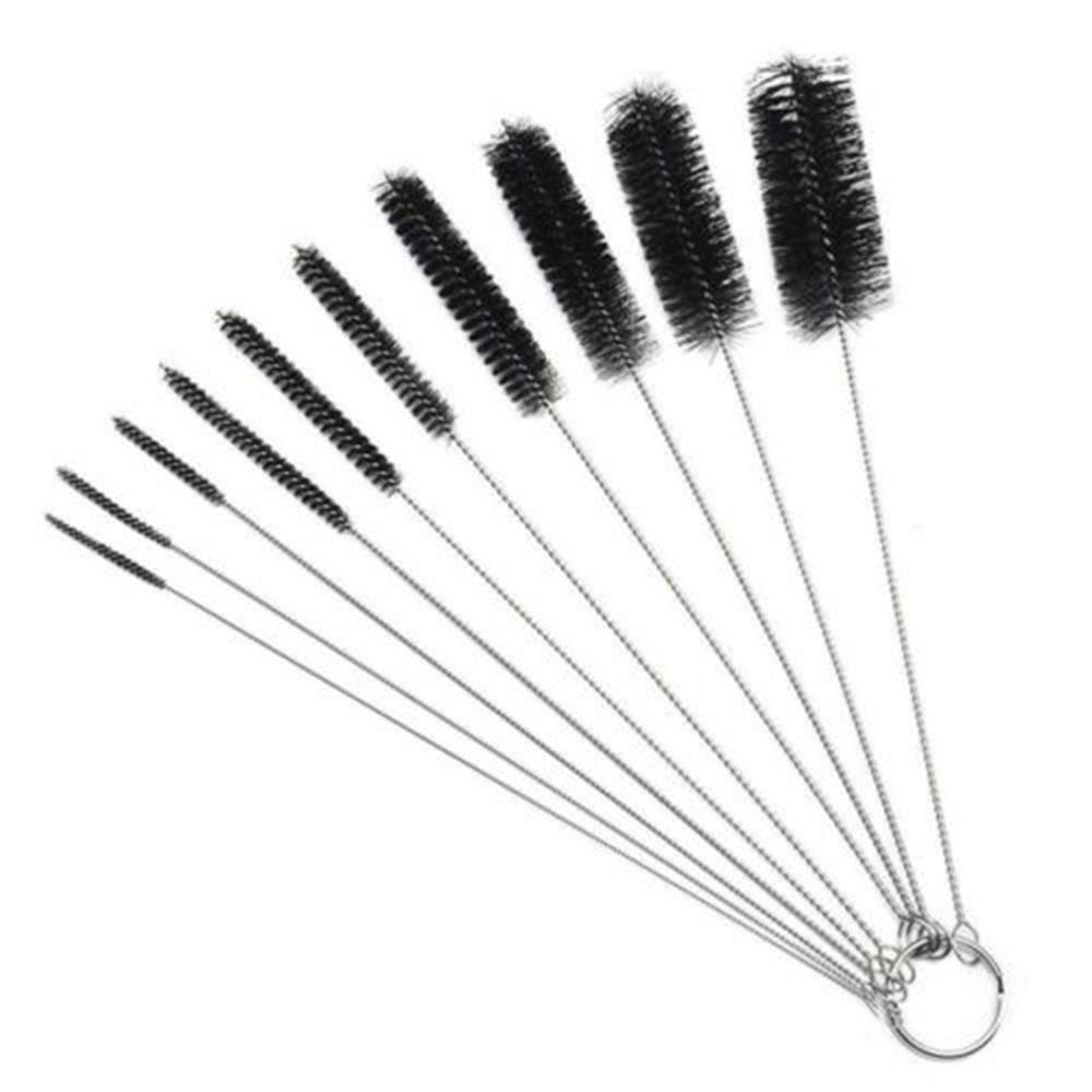 10Pcs Nylon Bristle Cleaning Brush Stainless Steel Handle Tattoo Brush Mechanical Cleaning 10Pcs