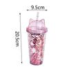 420ml Double Wall Tumbler Cup Flash Powder Cup for Shopping Hot and Cold Tea