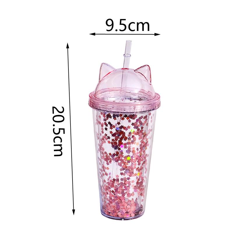 420ml Double Wall Tumbler Cup Flash Powder Cup for Shopping Hot and Cold Tea