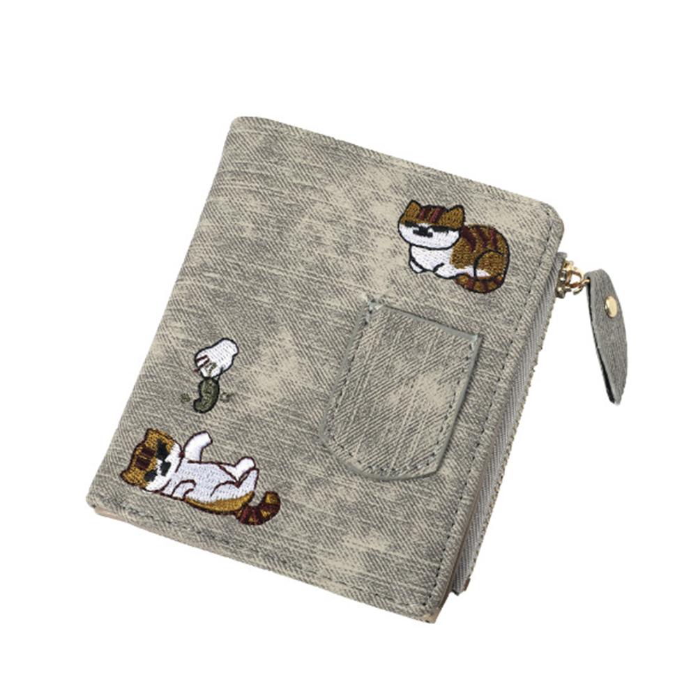 Женский джинсовый стиль кошелек с вышивкой кота износостойкий ультратонкий кошелек для монет сумка на плечо кошелек кошелек для монет серый 979₽