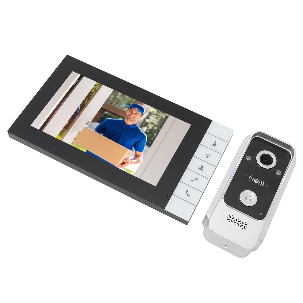Video-Türklingel-Intercom-Kit 7-Zoll-IPS-Touchscreen IC-Karten-Entsperrung 120-Grad-Weitwinkel Nachtsicht