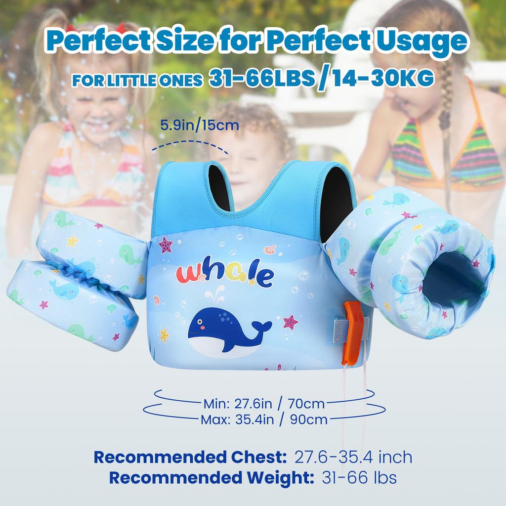 Kids Life Vest Children's Swimming Arm Float Whistle Child Lifejacket Swimsuit Foam Safety Swimming Pool Accessories for kayak