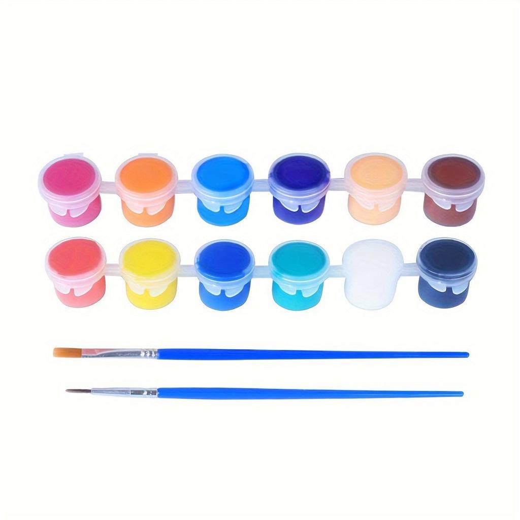 12-Color Acrylic Paint Strips with Plaster Doll for Kids DIY Graffiti, 3ml Each