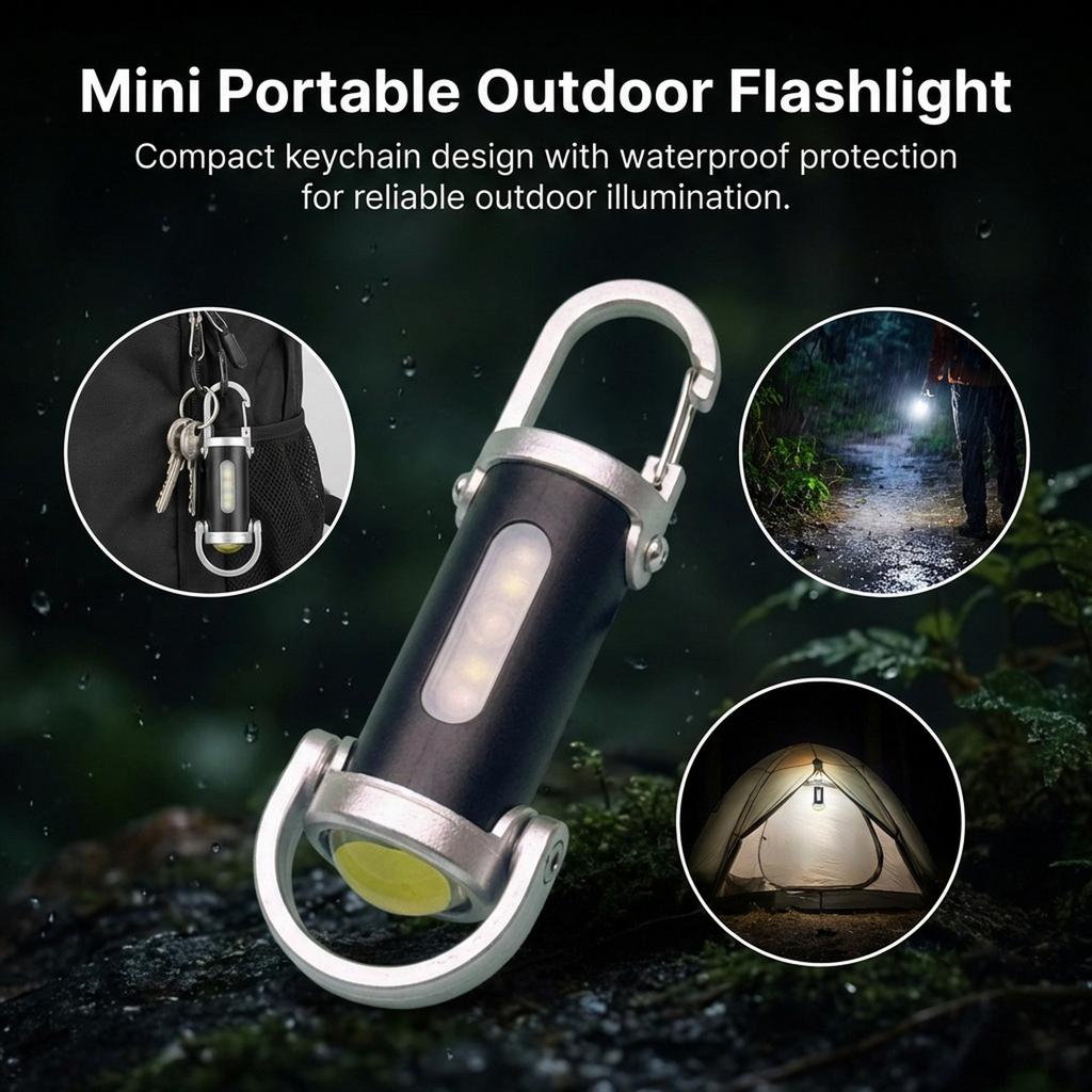 Mini Flashlight Keychain Portable Waterproof for Outdoor Camping Hiking Emergency Use Durable Plastic High-Brightness LED
