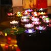 LED Double Petal Lotus Night Light Floating Water Sensor FlowerColor Light Garden Fish Tank Decoration Festive Wishing Light