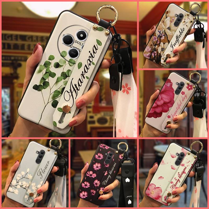 Flower Kickstand Phone Case For Redmi A4 5G Dirt-resistant Anti-knock Fashion Design Back Cover Ring Wristband Durable