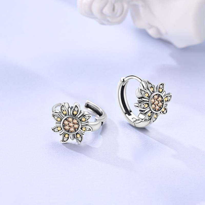 925 Silver Hoop Earrings Bow Bee Cherry Butterfly Feather CZ Zircon Earrings For Women DIY Making Jewelry Gift