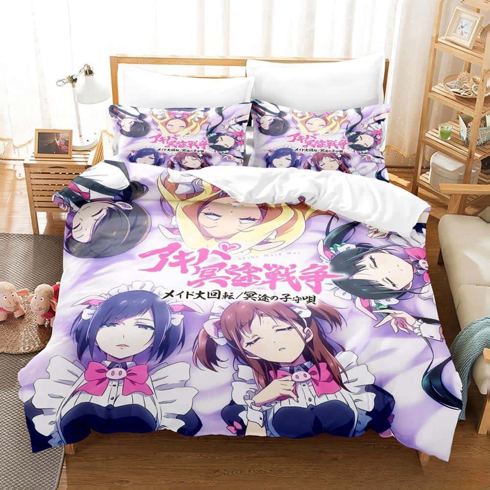 3D-Druck Kawaii Anime Akiba Maid War Bettwäscheset Einzelbett Twin Full Queen King Size Bettset Erwachsener Kind Schlafzimmer Bettbezug-Sets