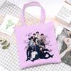 Korean Style Printed Canvas Tote Bag for Women Men Large Capacity Commuter Shoulder Handbag Fashionable Daily Outing Purse KTB
