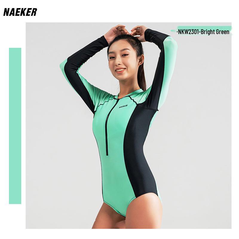 

Женский слитный купальник с длинным рукавом - Контроль живота, Защита от солнца, Быстросохнущий для серфинга и дайвинга L