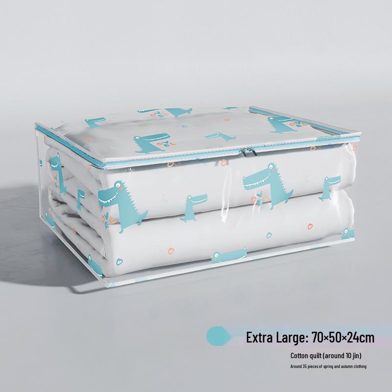 Thickened Transparent Space Bear Quilt Storage Bag - Dustproof, Printed, Large Capacity, 3D Design