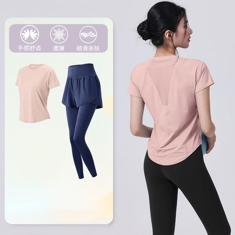 Tennis suit women's short-sleeved training clothes outdoor running quick-drying clothes thin badminton T-shirt fitness clothes