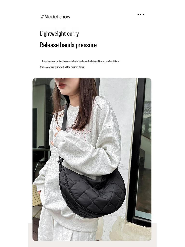 Women's Trendy Nylon Dumpling Bag - Large Capacity Shoulder/Crossbody for Autumn/Winter 2025
