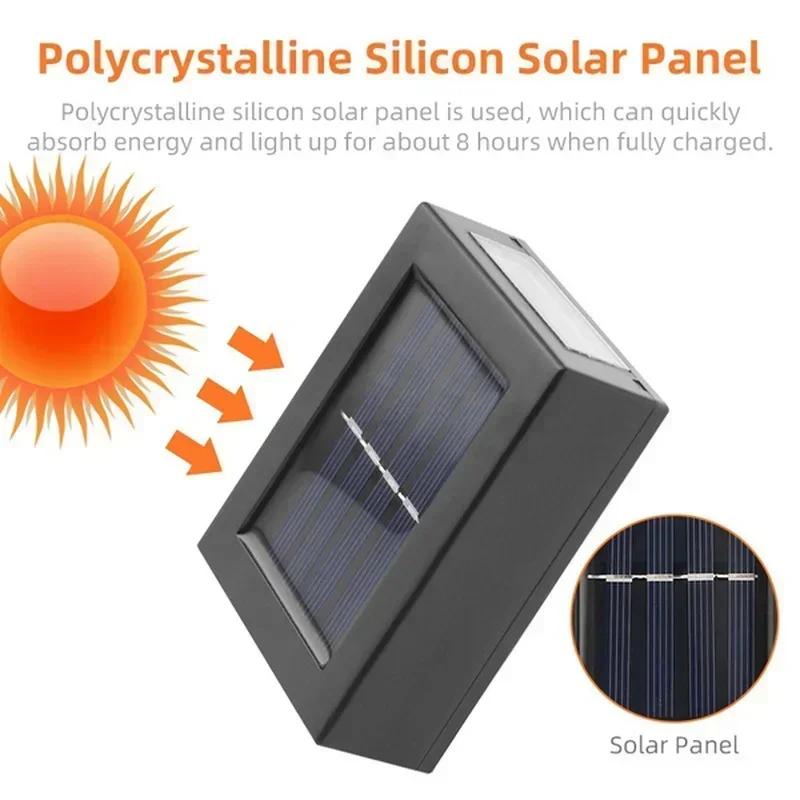Spoturi solare sus-jos de exterior, Lampă de perete impermeabilă alimentată solar, Lumină decorativă cu lumina soarelui pentru grădină, terasă, curte, alei, peisaj stradal