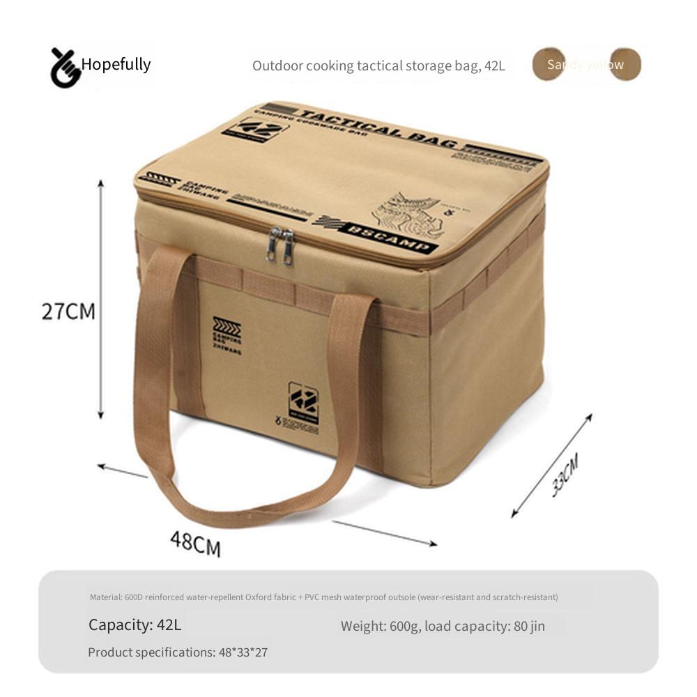 Outdoor Folding Storage Box, Camping Picnic Equipment Organizer, Large Capacity Tactical Storage Bag for Tableware & Kitchen Utensils