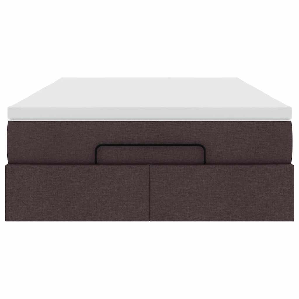 Ottoman Bed with Mattress Dark Brown 120x190 Cm Fabric