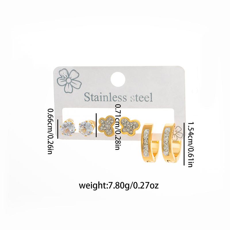 Women All Match Crystal Butterfly Ear Stud Earrings Set 3 Pair