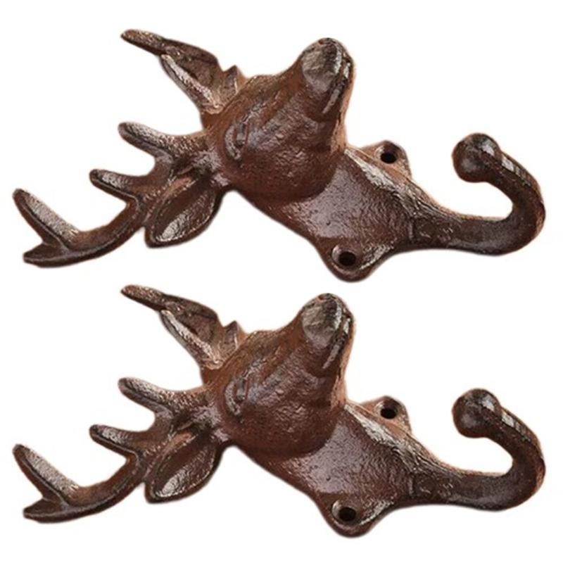 2 Pieces Deer Antler Sturdy Iron Wall Mounted Hook for Kitchen Supplies Bedroom Organizing Elegant Designs Daily Use