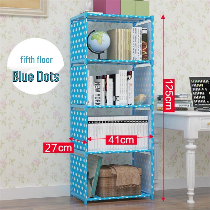 Large Combination Bookshelf: Floor-Standing Storage Rack with Desktop Steel Pipe Shelves for Kids