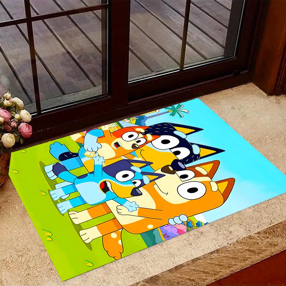 Tappeti Antiscivolo a Tema Amici Colorati di Bluey - Arredamento per la Casa in Poliestere, Adatti per Camere da Letto, Soggiorni, Ingressi, Studi e Decorazioni