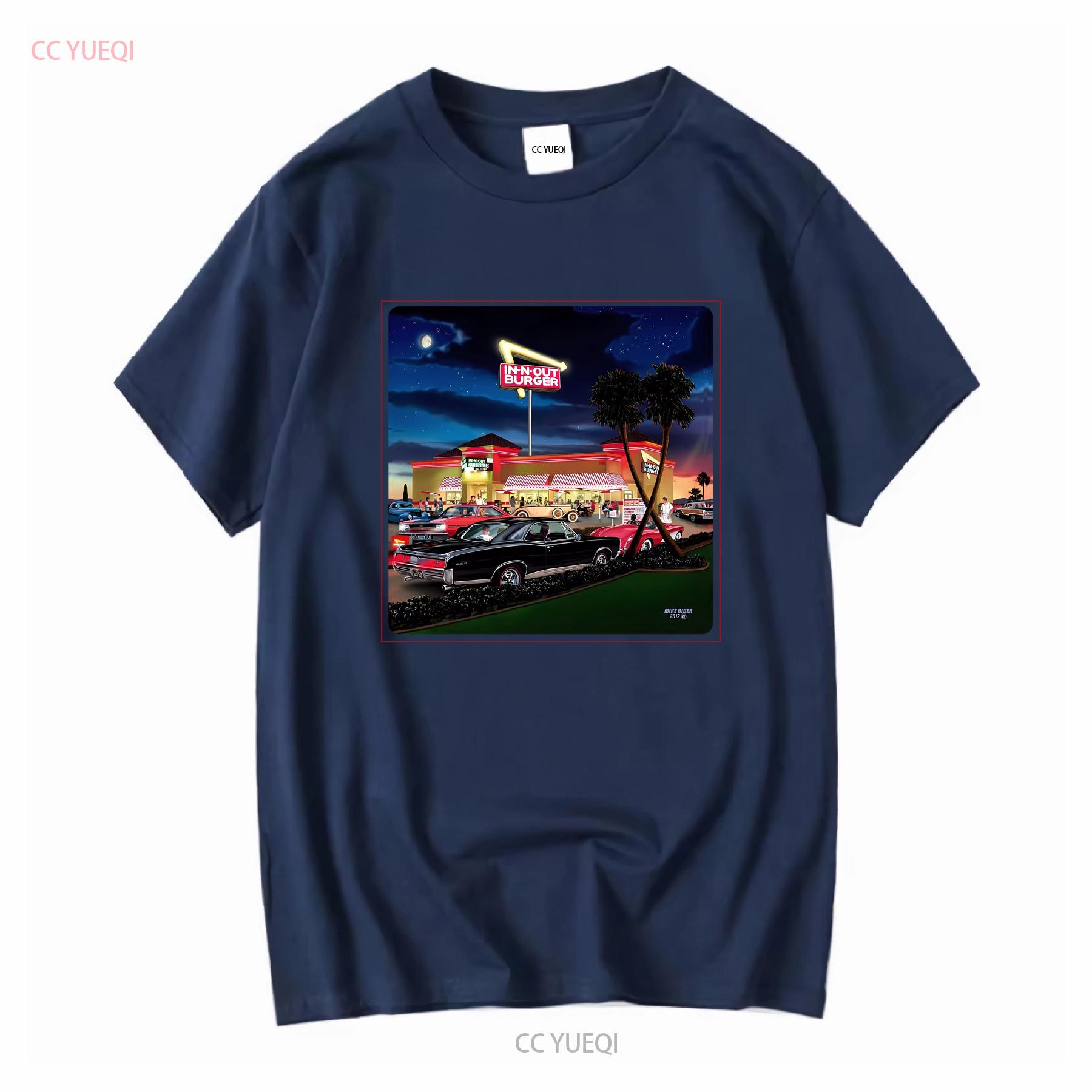 

In N Out Burger Las Vegas 2 Palm Trees Classic Cars White T Shirt Size Small vintage Washed Stretched Casual Unisex fashion M