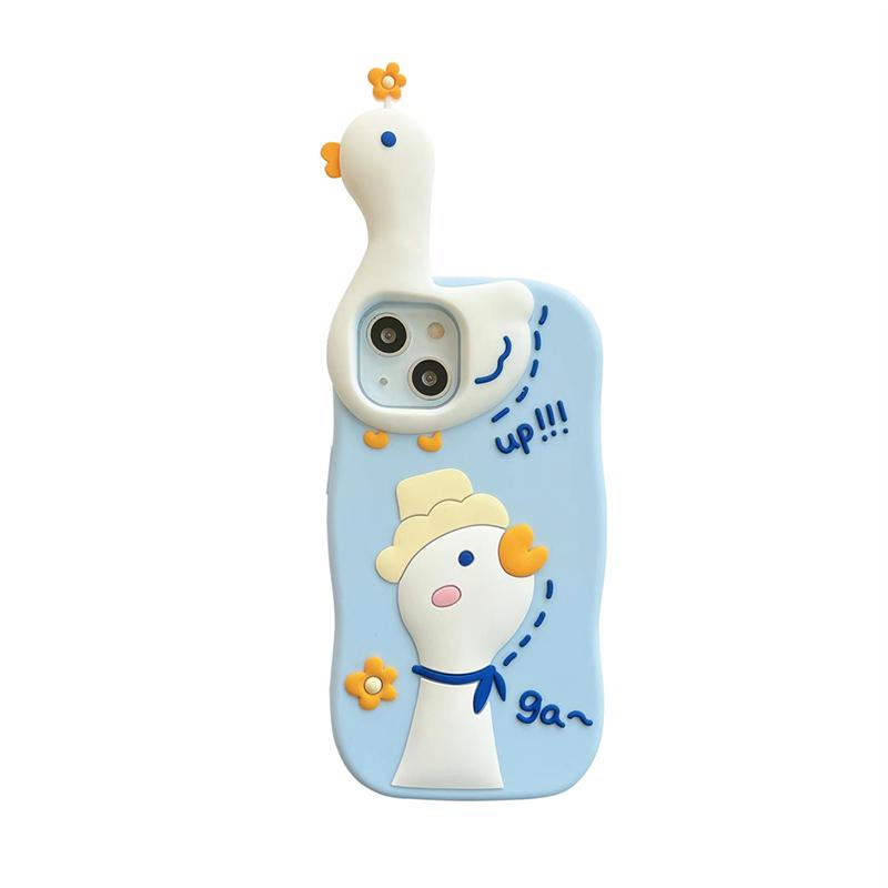 Ins Korean Cute 3d Flower Duck Husa de telefon din silicon pentru Iphone 14 13 12 Pro Max 11 Lovely Animal Protectie moale Husa din spate
