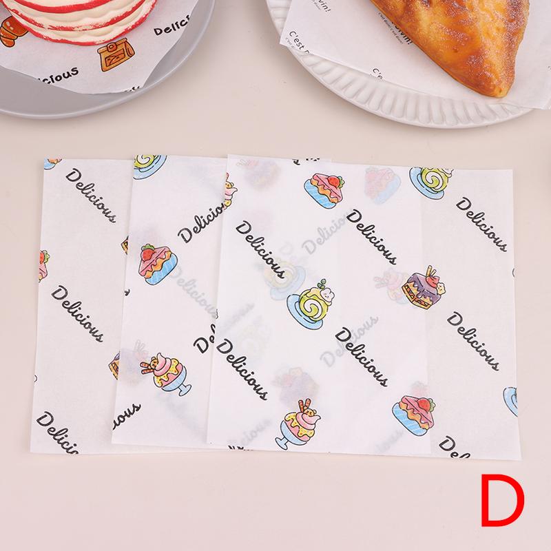 50Pcs Food Grade Baking Wax Paper Food Wrappers For Cake Pastry Wrapping Grease Paper For Festival Party Bread Burger Oilpaper