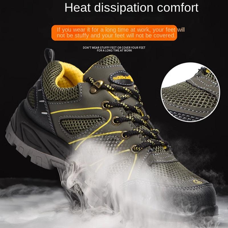 Oulylan Anti-smash Steel Toe Labor Shoes Light Comfort Male Safety Footwear Breathable Wear-resistant Work Protection Sneakers