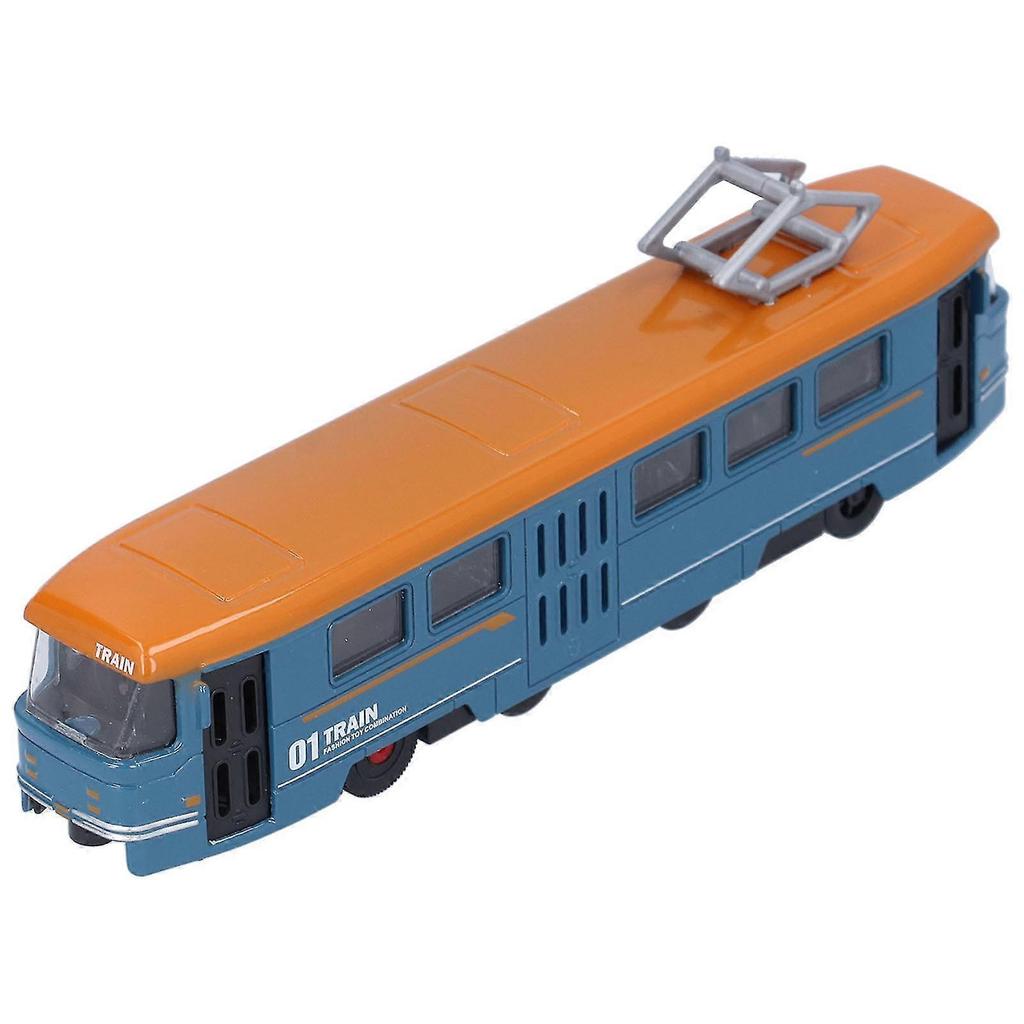 Blue Kids Alloy Trolley Bus Toy - Simulation Pull Back Model for Decoration and Birthday Gift