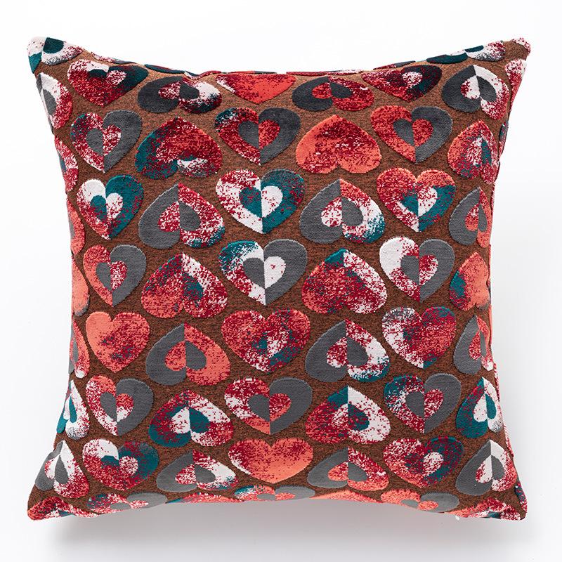 Heart & Star Shaped Jacquard Cut Velvet Throw Pillow Cushion Cover for Sofa Hotel Living Room Decorative Removable Washable