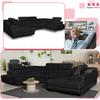 U-shaped Corner Sofa Bed, Extendable F. Bosso Family Sleeping Furniture Black Velvet