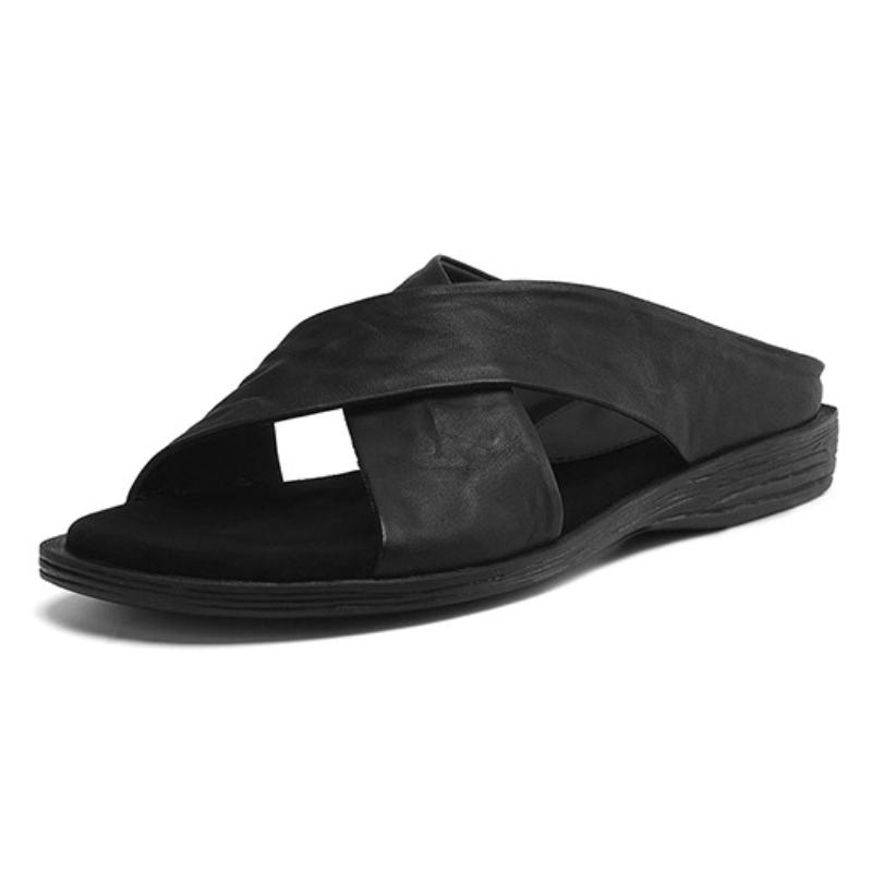 Fashion High Quality Flat Slippers Women Fashion Pointed Toe Cross Tied Brand Designer Slippers Comfort Open Toe Non Slip Beach Sandals