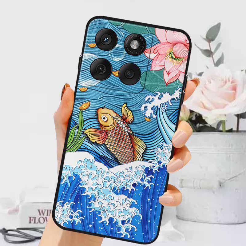 3D Emboss Cases For Edge 60 Fusion / Edge 60 Pro Relief Embossed Retro Silicone Back Cover For Edge 60 Stylus Black Funda 60 Pro