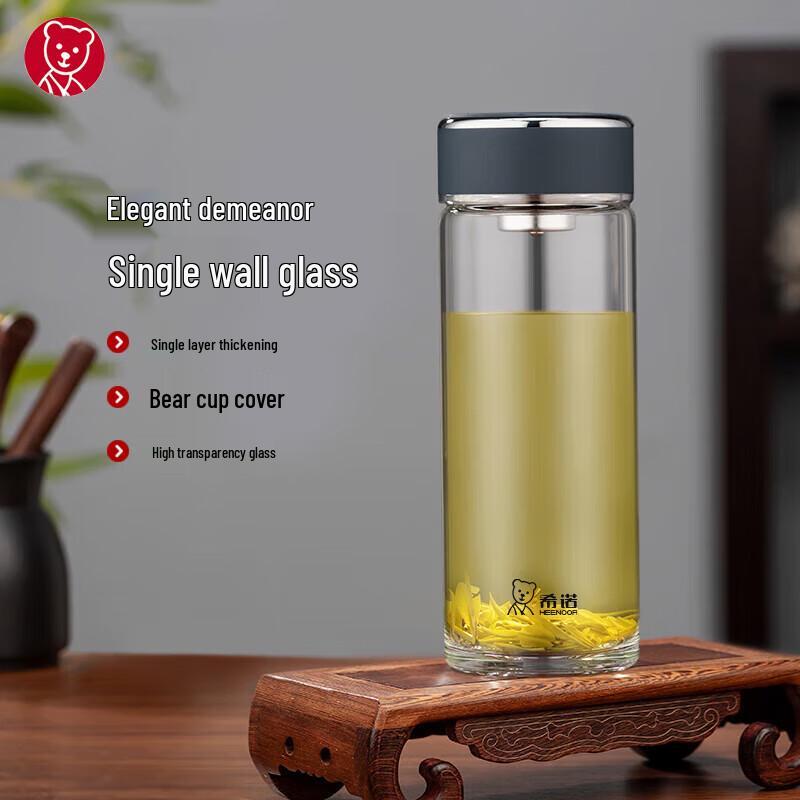 XINUO Portable Glass Water Bottle with Infuser