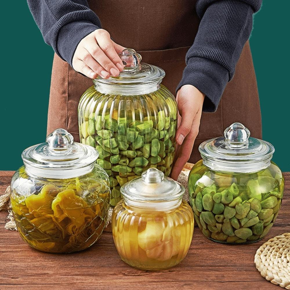 Large Capacity Pickle Jar Vacuum Sealed Glass Food Storage Container Thickened Glass Jar  Household