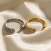 ZAKOL 18k Gold Plated Stainless Steel Open Rings With Clear Rhinestone High Quality Anti-allergic Zircon Gift for Women