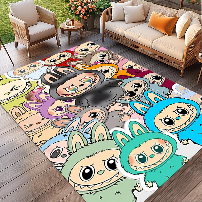 Labubu Print Rug, Washable Floor Carpet, For Entryway Dorm Laundry Room Office Study, Home Decor Birthday Christmas Gift