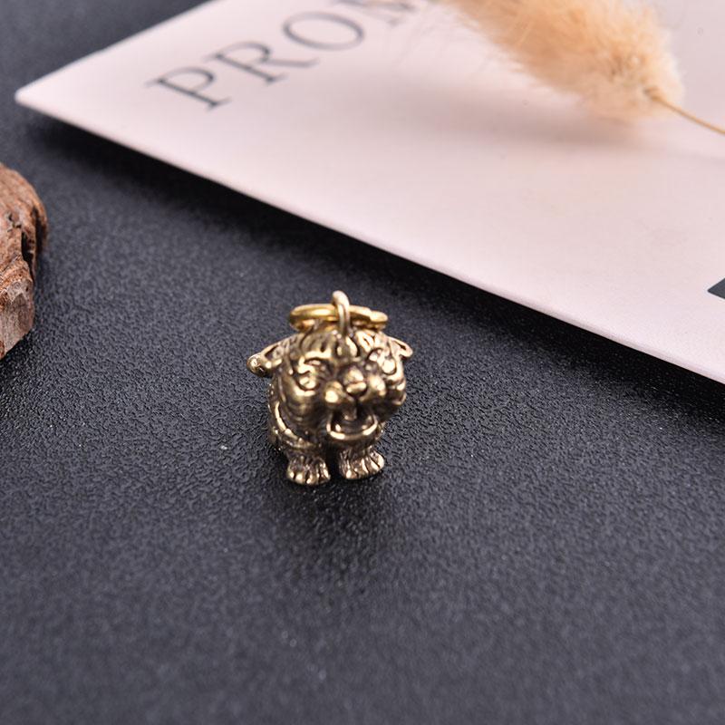Brass Cartoon Little Tiger Animal Keychain Pendant Zodiac Tiger Small Pendant