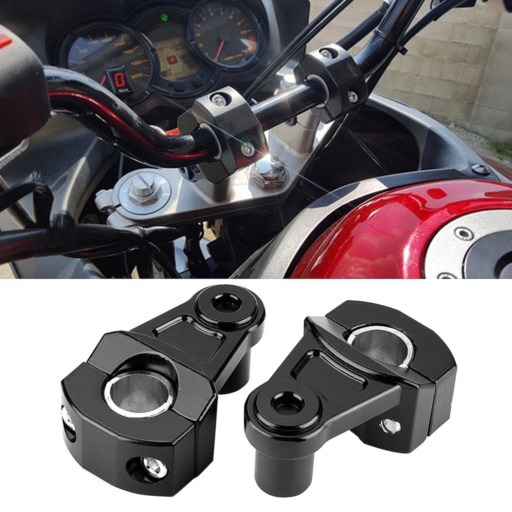 1 Pair Motorcycle Pivoting Handlebar Riser Aluminum Clamps for 22mm 25mm Handlebars Universal Modified Accessories Black