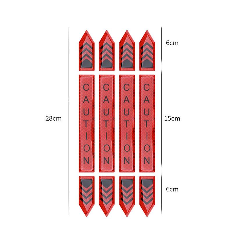4pcs 28cm Safety Warning Reflective Stickers Car Door Open Night Caution Remind Reflector Rear Bumper Strip Anti-scratch