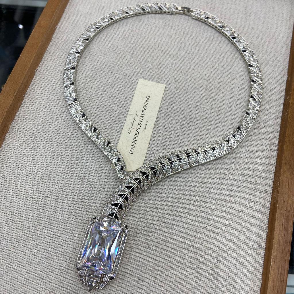 Water Drop Zircon Collarbone Necklace Jewelry Bridal Necklace Set Luxury Wedding Jewelry Set